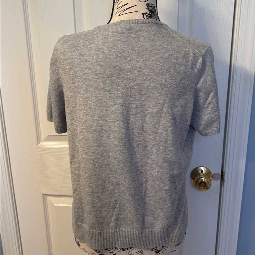 Lands' End Heather Gray Short-Sleeve Crewneck Sweater M (10-12) EUC - Picture 3 of 5
